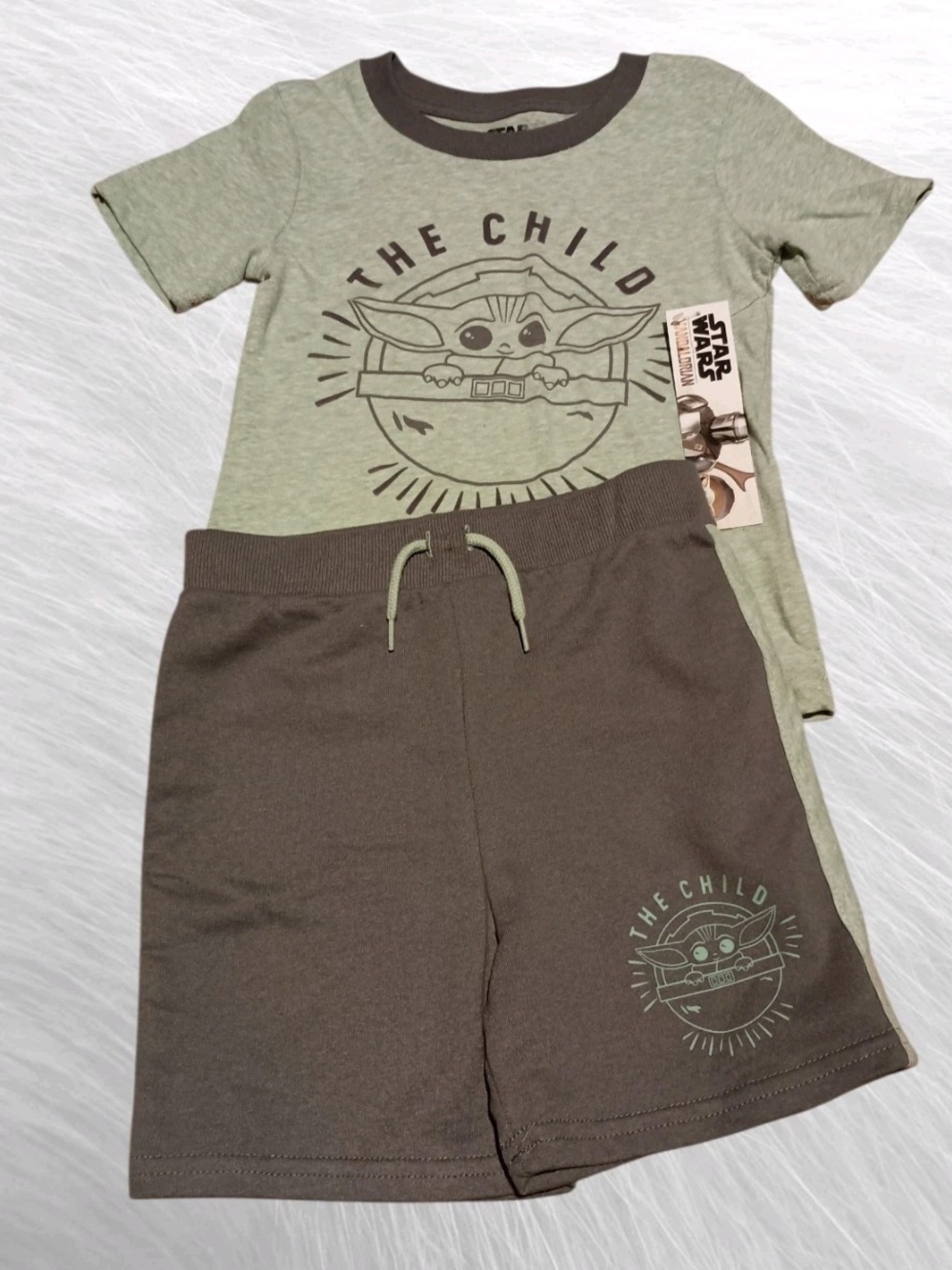 Star Wars The Child Short Set in Light Green and Brown